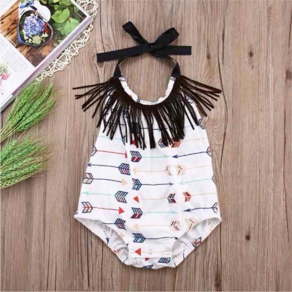 Fringe Arrow Print Kids One Piece